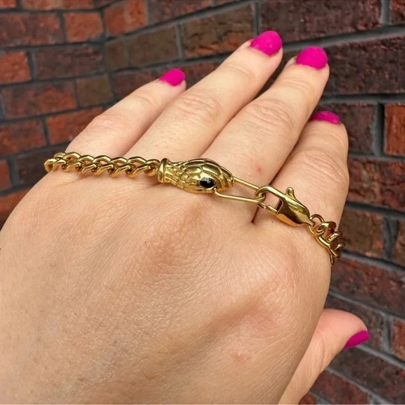 Serpenti Black Eyes Snake 18K Gold Stainless Steel Waterproof Chain Bracelet - Picture 9 of 15